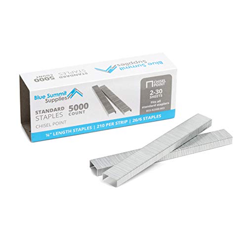 50,000 Staples 1/4 Inch Chisel Point Jam Free Staples for Office Use