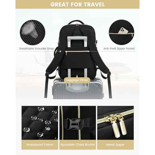 LOVEVOOK Large Travel Backpack for Women, 40L Carry on Backpack for Airplanes,TSA Personal Item Travel Bag fits 17" Laptop,Travel Essentials Carry On Bag Flight Approved with 3 Packing Cubes