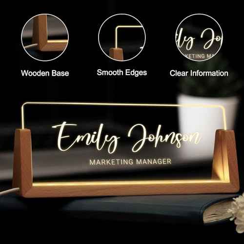 Custom Name Plate for Desk, Personalized Light Up Acrylic Desk Name Plate, Personalized Office Gifts for Boss Coworkers Teacher, Employee Appreciation GIfts, Office Decor for Women Men