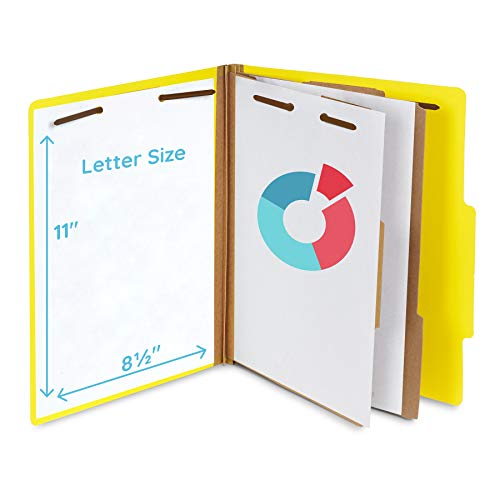 10 Yellow Classification Folders, 2 Divider, 2 Inch Tyvek Expansions, Durable 2 Prongs Designed to Organize Standard Medical Files, Law Client Files, Office Reports, Letter Size, Yellow, 10 Pack