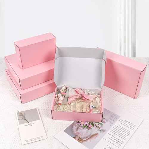 7x5x2 Pink Shipping Boxes Small, 45 Pack Corrugated Cardboard Mailer Boxes for Packaging Small Business Mailing Gift