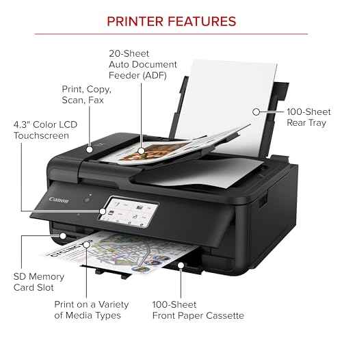 Canon PIXMA TR8620a - All-in-One Printer Home Office|Copier|Scanner|Fax|Auto Document Feeder | Photo, Document | Airprint (R), Android, Black, Works with Alexa