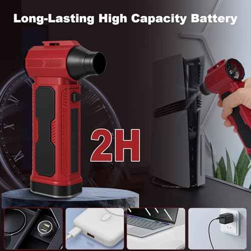 Electric Air Duster, 130,000RPM Compressed Air Duster with Flashlight ? 4-Speed Adjustable Cordless Air Blower for Keyboard PC Car & Home ? Super Power Rechargeable Mini Blower for Dust Cleaning