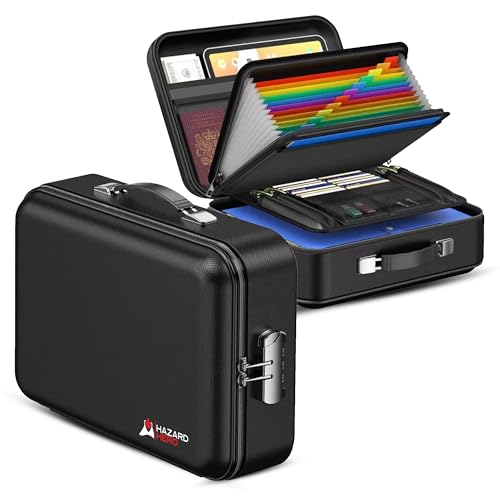 Fireproof Document Bag, 12 Multi Layer Important Document Organizer, Fireproof Bag Safe Storage Portable File Organizer with Lock, Waterproof Safe Organizer for Legal Files, Laptop, and More