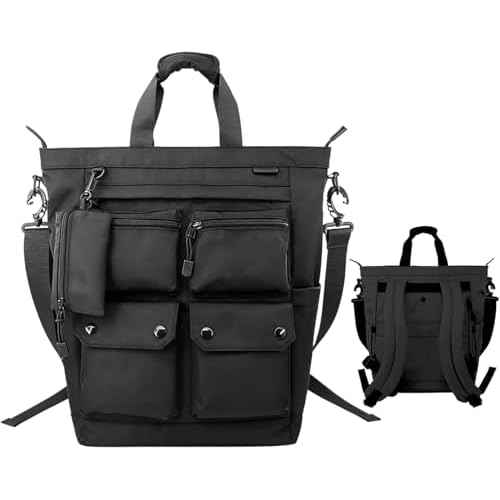 NOBLEMAN Convertible Black Laptop Backpack Purse for Women Travel Work, 3 In 1 Tote Backpack Convertible Bag Daypack for Work, Daily, Travel