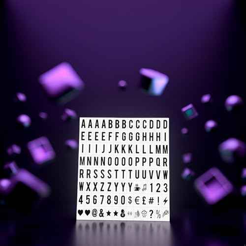 A Set 104Pcs Black Cinematic Lightbox Replacement Letters & Numbers Signs for A4 Light Up Letter Box Sign Message Board, Presentation Boards 65.4x35mm, for Home or Events(Light Box is NOT Included)