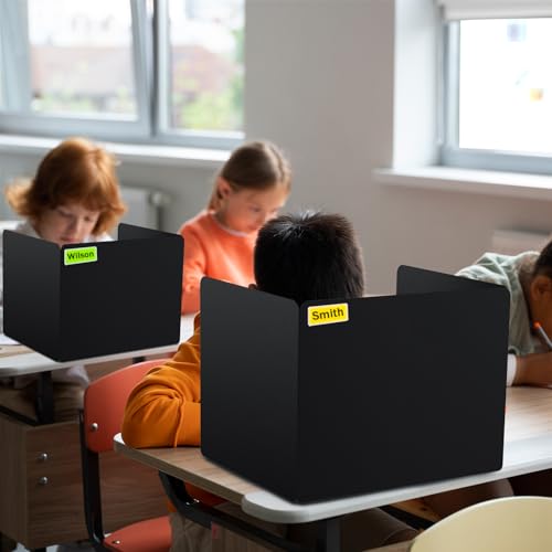 24-Pack Desk Dividers for Students, Plastic Privacy Shields Folders for Student Desks, Sturdy & Durable Testing Dividers for Classroom, Easy to Clean Classroom Privacy Folders School Supplies, Black