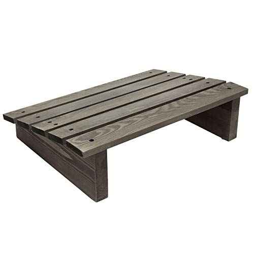 MyGift 15-Inch Vintage Gray Wood Ergonomic Home or Office Under-Desk Footrest Tilted Foot Stool