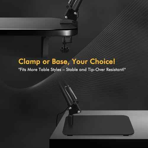 Magnifying Glass with Light and Stand 12X 20X Desktop Magnifier Desk Lamp Close Work Up for Table Crafting, Reading, Sewing, Soldering, Easy Use 5 Color Modes Head Controller, 2 in 1 Stable Base Clamp