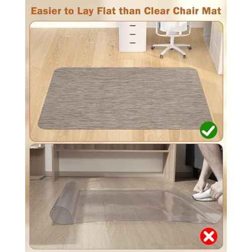 Blvornl Office Chair Mat for Hardwood Floor, 35.4"*47.2" Desk Computer Chair Mat for Hard Wood, Large Anti-Slip Hard Floor Protector Rolling Chair Mat, PVC Mat Desk Rug for Office and Dark Brown
