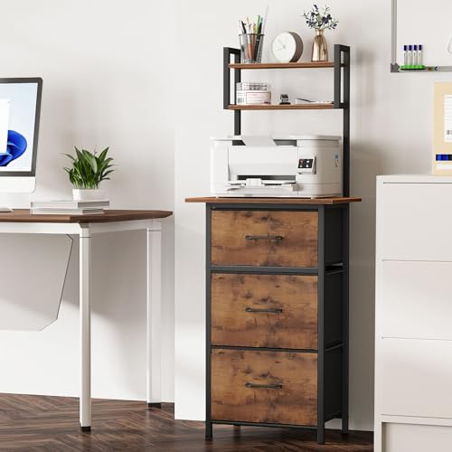 Snughome Rustic Brown 51.6'' Tall 3-Drawer File Cabinet with 19.7'' Extended Desktop