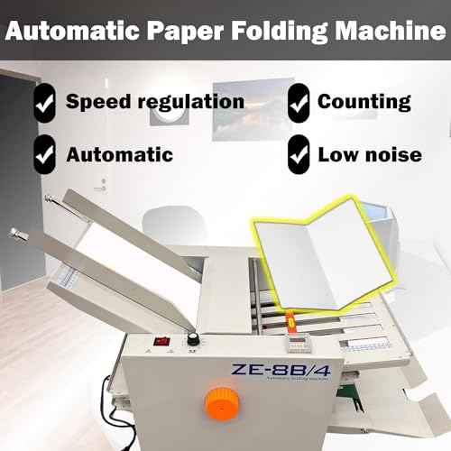 Paper Folding Machine Digital Paper Folder with Electronic Counter Automatic Electric Document Folder Speed Adjustable Desktop Origami Machine with 4 Folding Trays 262ft/min 110V