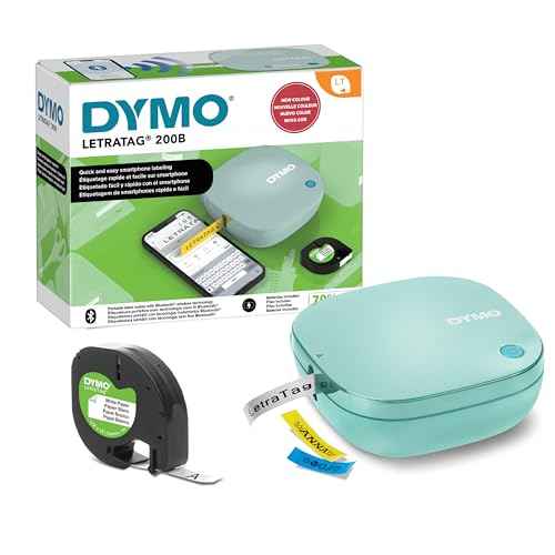 DYMO LetraTag 200B Bluetooth Label Maker | Compact Label Printer | Connects Through Bluetooth Wireless Technology to iOS and Android | Includes 1 White Paper Label Tape | Daydream Blue
