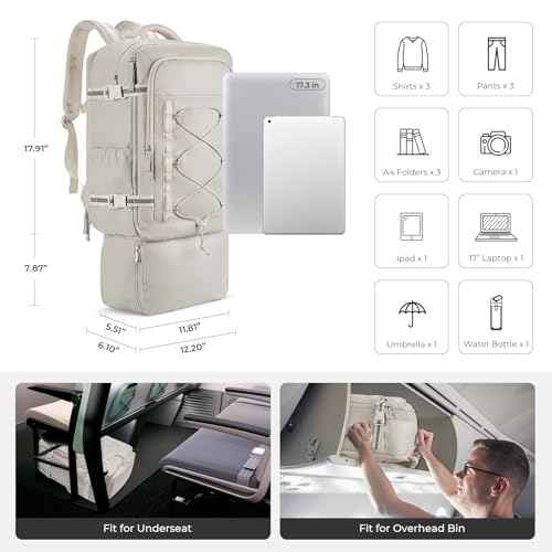 CLUCI Travel Backpack 30L, Waterproof Laptop Backpack Fits 17.3 Inch Laptop, Carry On Backpack with shoe compartment, Durable Expandable Gym, Large Hiking Backpack for Men Women£¨White£©