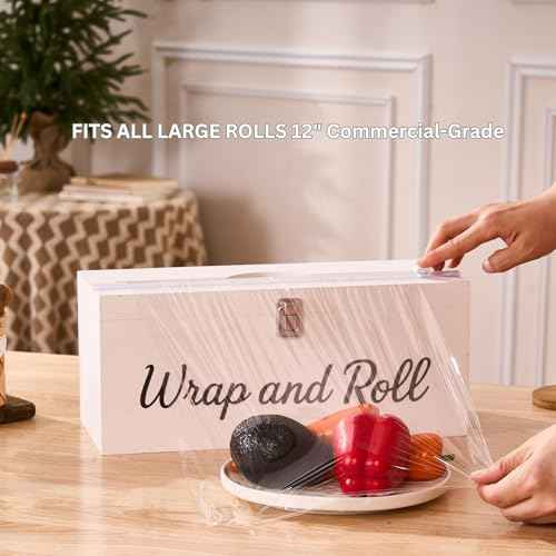 Plastic Wrap Dispenser with Cutter? Fits 12" 3000ft Costco Wrap, Foil, Cling, Wax Paper for Kitchen, Restaurant
