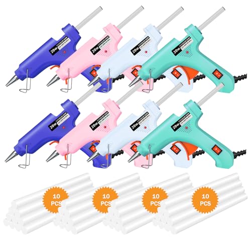 Mini Hot Glue Gun, 8 Pack Hot Glue Guns for Crafts with 40 Sticks Melt Glue Gun, Small Hot Melt Gun Set Arts Craft School DIY Arts Class Projects Home Quick Repairs