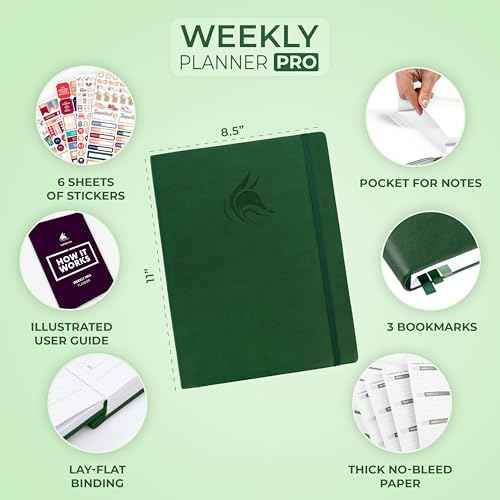 Clever Fox Planner PRO ? Weekly & Monthly Life Planner to Increase Productivity, Time Management and Hit Your Goals, 8.5x11¡È (Forest Green)