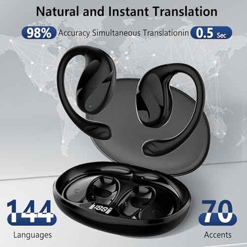 Translator Earbuds in Real Time,144 Languages Bluetooth Translator Device(Contains 70 Accents) and 8 Offline Language Translation,Two-Way Translator Earphones for Business Travel Learning