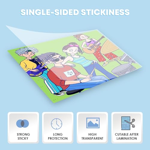 HTVRONT Self Adhesive Laminating Sheets - 50 Sheets, 9 x 12 Inches, No Machine Needed, Clear