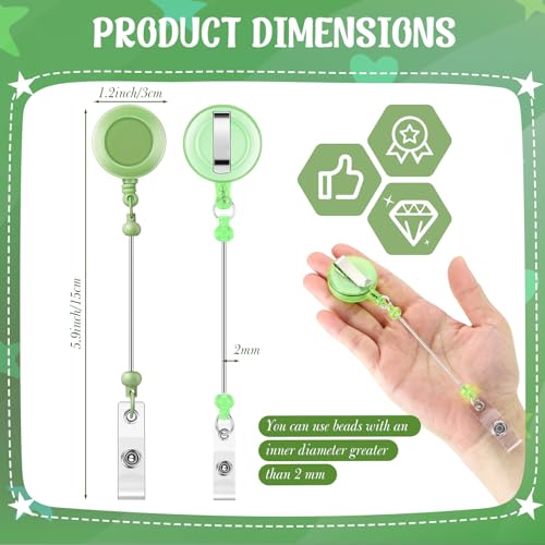 Sayglossy 100 Pcs Beadable Badge Reel Retractable Clips Holder for Beads Bulk Blank Bar ID Name Badge Reels with Belt Clip Beadable Items Jewelry DIY Gift for Nurse Teacher Office Supplies