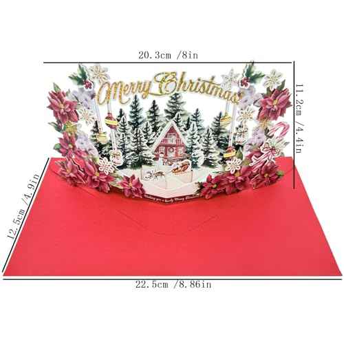 Pop Up Christmas Cards, 3D Christmas Greeting Card for Father Brother sister Women Men Wife Mom Mother Friend Aunt Grandmother,with Envelope(0434)