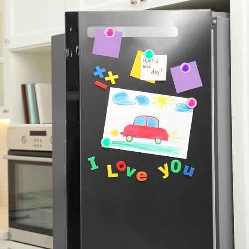 Frameless Magnetic Stainless Iron Board Strips, Adhesive Backing Bulletin Bar Board with 10 Pieces Colorful Magnet, Memo Strip for Office Home 4Pcs