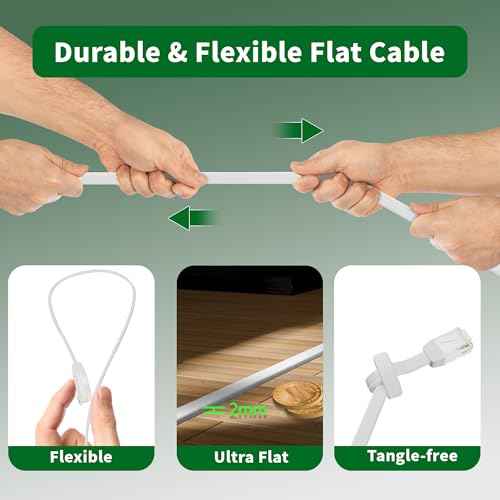 Telephone Extension Cord 350 Ft, Anti-UV Weatherproof Phone Cable Line Wire with Standard RJ11 Plug for Landline Modem Fax Machine Outdoor with Couplers&Clip Holders&Connectors -Flat-White