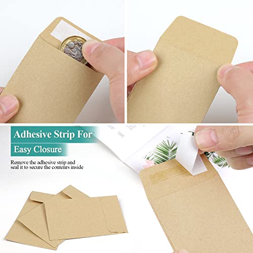 Joyberg One Size Coin Envelopes 2.35x3.5 inch Brown Kraft Small Seed Packets