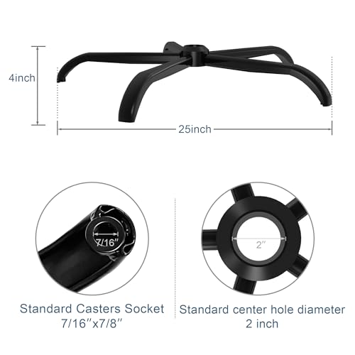 Frassie 25 Inch Office Chair Metal Base Replacement Heavy Duty 2500 Lbs Computer Chair Base Part with 5 Casters