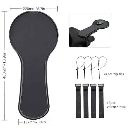 Ergonomic Adjustable Arm Rest Mouse pad for Chair, Mouse Extension Platform Tray with Mouse Baffle to Prevent Falling, Attaches to Chair, Black (Black£¨YYLL8326£©)