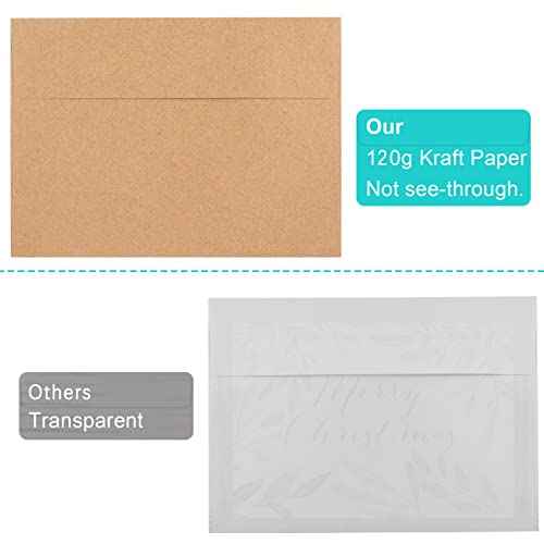 50 Pack Brown Kraft Envelopes, 5x7 Envelopes for Invitations, A7 Invitation Envelopes for Personalize Gift Cards, Wedding, Baby Shower, Birthday Party