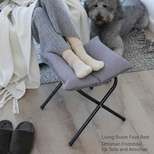 Foldable Foot Rest Stool for Under Desk or Sofa - Office Footrest Ottoman, Portable Leg Rest for Home & Office (Grey)