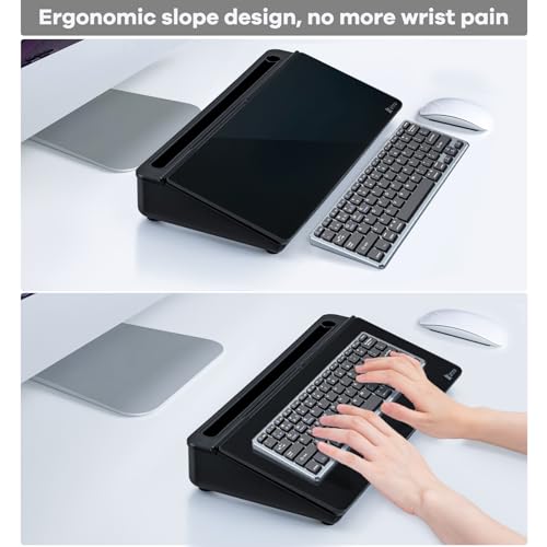 Varhomax Black Desktop Whiteboard with Storage - Glass Dry Erase Memo Board for Home Office