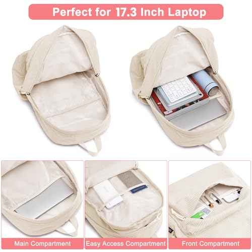 Backpack for School Girls and Boys, Lightweight School Bookbag for Teens, College Students Women & Men, Cute Large Laptop Backpack Fits 17.3 Inch Notebook (Machine Washable)