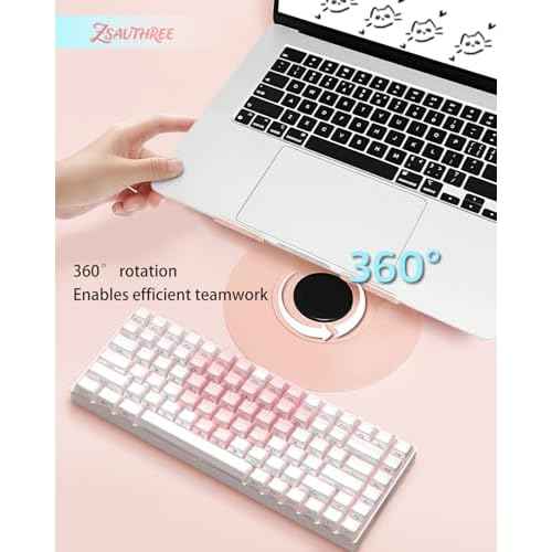 360¡Æ Rotating Adjustable Laptop Stand Perfect for Work, Painting,Office,Travel,Home,Fits MacBook & Laptops up to 13-15",Dual Rotary Shaft,Folding Design-Pink