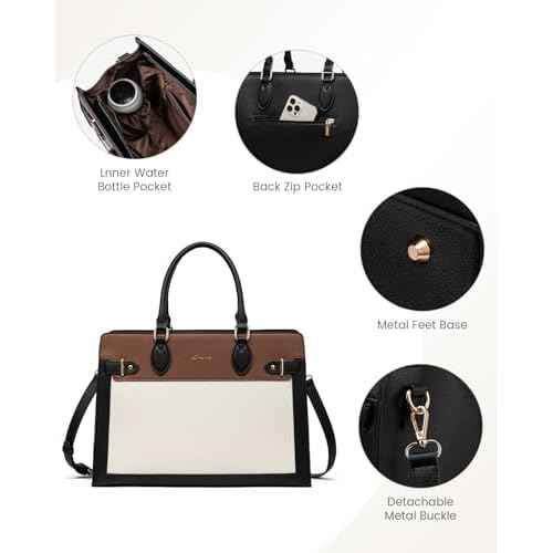 LOVEVOOK Laptop Bag for Women 15.6 Inch Work Tote, Business Computer Briefcase, Waterproof PU Leather Tote Bag for Teacher, Office Shoulder Tote Purse