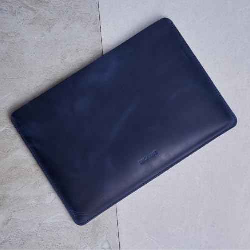 Blue Leather Laptop Sleeve 13" Genuine Leather MacBook Air 13 inch Case - Carrying Protective Cases Compatible with MacBook 13" Air/Pro M1 M2 M3 M4 MAX PRO A2338 A2681 ¬¡3113 A3240 A2337, Blue