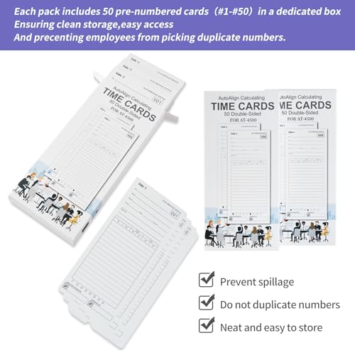 NYVKBRR AT-4500 Time Cards - 300 Count, 6 Packs of 50, Double-Sided, Replacement for AutoAlign Clocks (Variation 1)