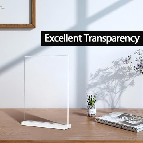 KOOLDE Clear Acrylic Sign Holder 8.5x11 Inches 2 Pack T-Shape Double-Sided Desktop Display Stand for Menus & Flyers