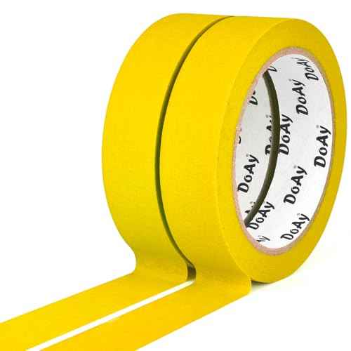 2 Pack Yellow Painters Tape - Masking Tape 1 Inch Wide - Multi-Surface, Smart Adhesion, Indoor & Outdoor - 180FT Total - Paint Tape for DIY, Labeling, Art, Car, General Purpose (#3910)