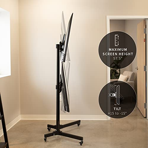VIVO Mobile Dual Screen TV Cart with Laptop Shelf, Fits 32-65 inch 70 lb TVs