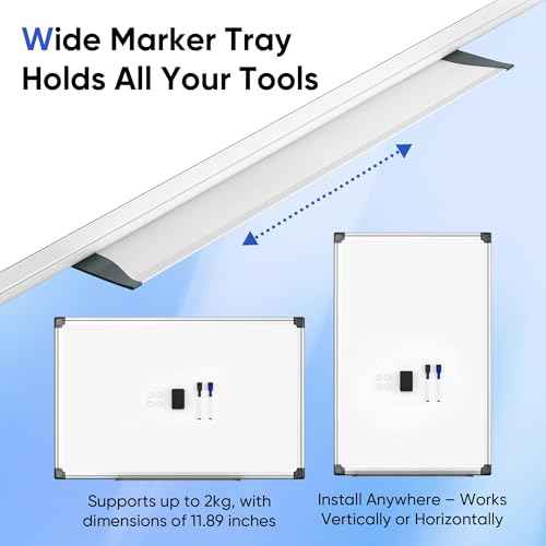 VUSIGN Magnetic Whiteboard for Wall, 36" x 24" Hanging Whiteboards for Office, School, Home, Includes Eraser, Markers, Magnets, Pen Tray, Silver Aluminum Frame