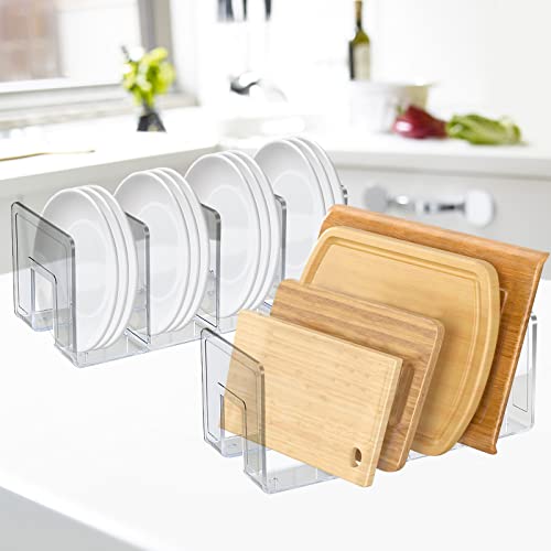 SAYEEC 2 Pack Clear Acrylic File Holders - 4-Section Desktop Organizer for Office & Home