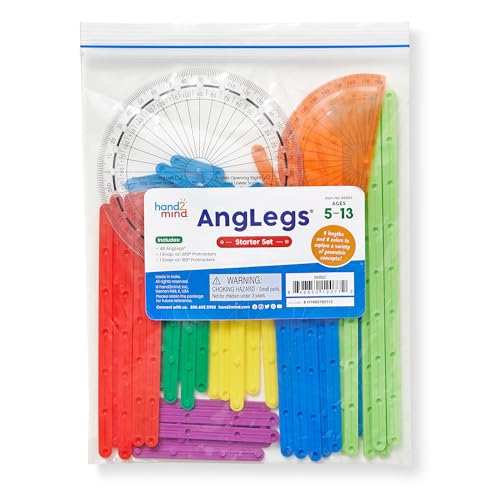 hand2mind AngLegs Starter Set with 2 Protractors - Math Geometry Manipulatives