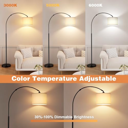 Ambimall 70" Dimmable Arc Floor Lamp with Remote - Deep Beige & Black