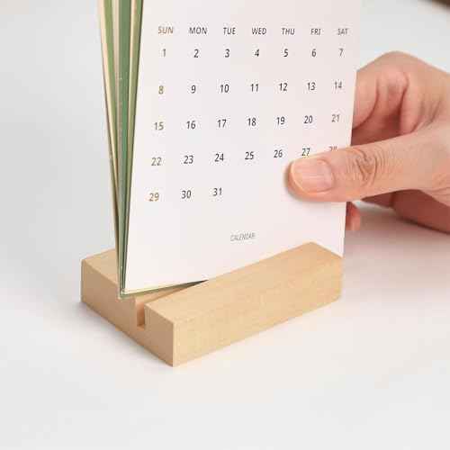 UNIQOOO 3.5" Birch Wood Stand for Monthly Desk Calendar, Wooden Block Base, Cardstock Holder, For Office Home Retail Reception Decor, Photo Display, 10 Pack