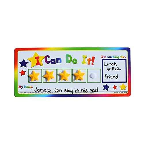 Kenson Kids ¡°I Can Do It!¡± Token Board. Colorful Magnetic Rewards Chart with Positive-Reinforcement Stars and Customizable Goal Box. Great for Ages 3-10. Measures 5-Inches by 11-Inches