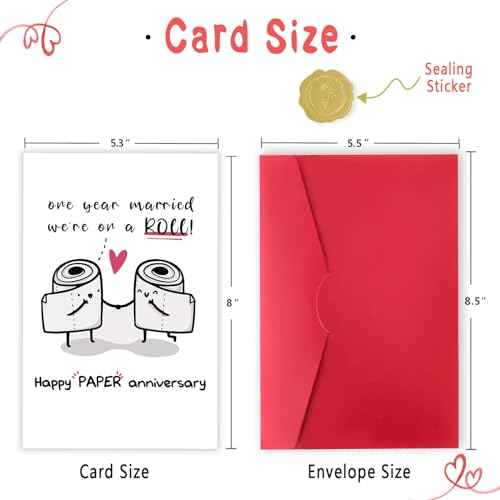 Happy 1st Anniversary Wedding Gifts for Him Her, Funny Paper Anniversary Cards for Wife Husband, Romantic 1 Year Anniversary Card for Couple, First Aday Day Gifts