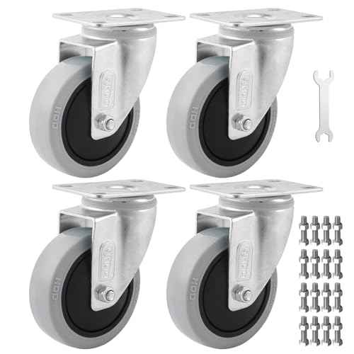HOD 3 Inch Caster Wheels, Heavy Duty Casters 1060 Lbs, 360¡Æ Swivel Top Plate Casters Wheels, Set of 4, Industrial Casters No Noise PP Wheels for Cart, Furniture, Workbench