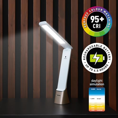 daylight Smart Go Portable Ideal for Reading, Light Therapy, Everyday Tasks, Crafts, Desk Work, DIY, Led, Chargeable lamp, 1 Count (Pack of 1), White